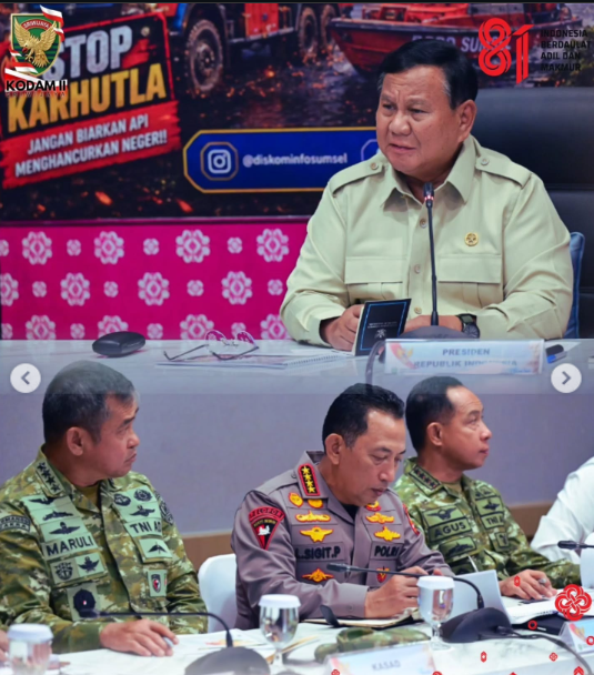 Presiden Prabowo Memimpin Rapat Darurat Karhutla di Sumsel
