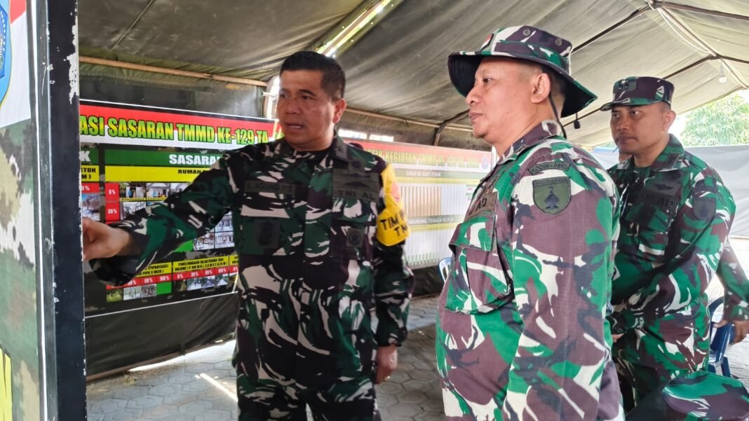 Sinergi TNI dan Rakyat Membara, Waaster Kasal Tinjau Langsung Pos Kotis TMMD ke-129 Kodim 0812/Lamongan