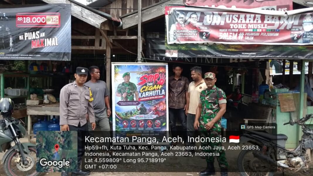 Spanduk Larangan Membakar Lahan Dipasang di Kuta Tuha, Warga Panga Diingatkan Waspada Karhutla