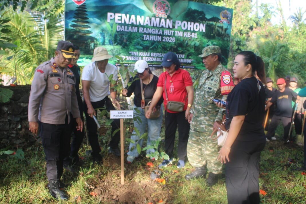 Penanaman Pohon di Tabanan, TNI Sambut Hari Jadi Ke-81
