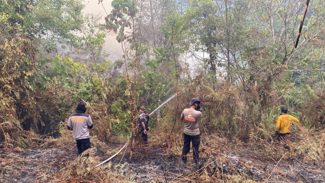 Kolaborasi Dalam Penanganan Karhutla di Kabupaten Gunung Mas oleh Kodim 1018/GMS