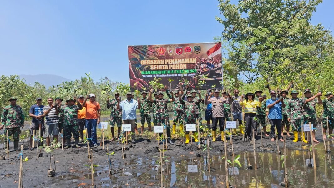 Wujudkan Ekosistem Lestari, Kodim 1508/Tobelo Laksanakan Aksi Tanam Bakau Berkelanjutan