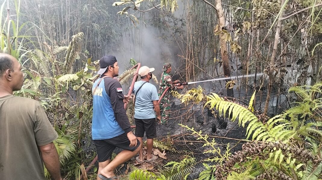 Upaya Tak Kenal Lelah, Satgas Karhutla Koramil 1018-03/Rungan Berhasil Padamkan Kebakaran di Desa Luwuk Lengkuas