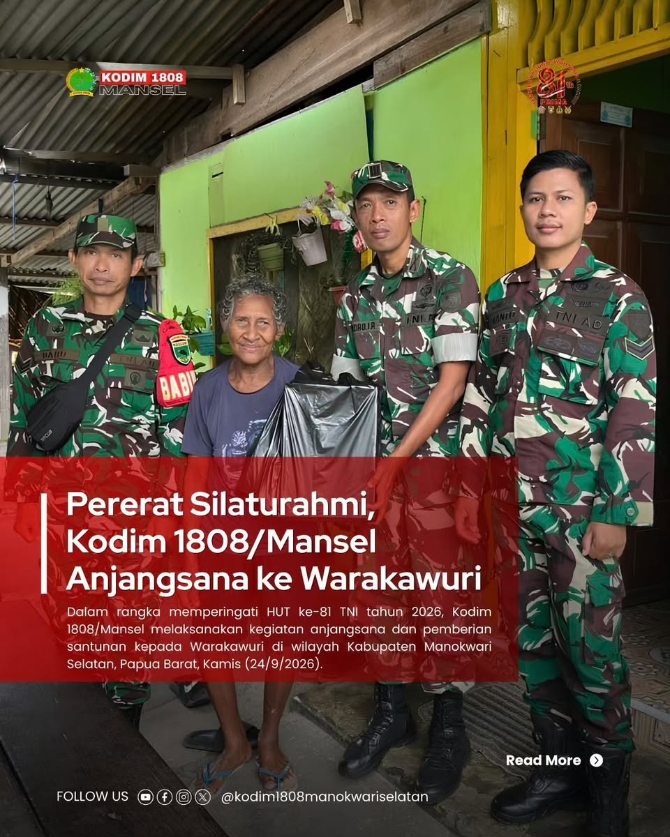 Kegiatan Anjangsana Kodim 1808/Mansel dalam Memperingati HUT TNI ke-81