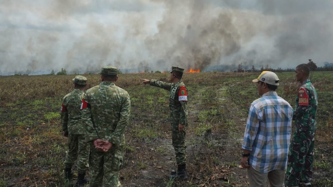 Kolaborasi TNI dan BPBD Kobar dalam Mitigasi Karhutla Dipantau Sesko TNI