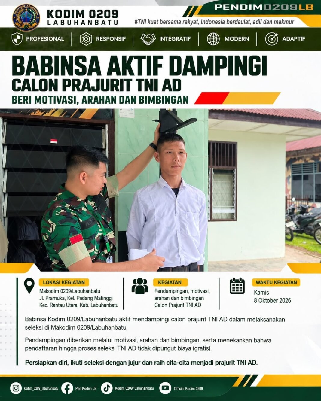 Dukungan TNI bagi Calon Prajurit TNI AD di Labuhanbatu